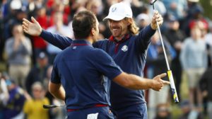 A picture of Tommy Fleetwood and Francesco Molinari at the 2018 Ryder Cup