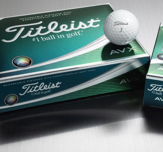 A picture of a box of Titleist AVX golf balls from 2018